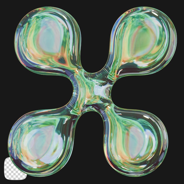 y2k abstract dispersion glass shape 3d rendering on transparent background
