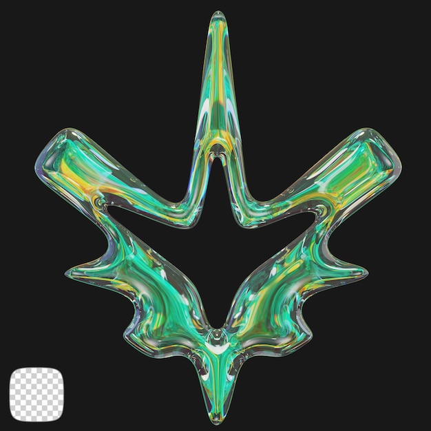 Y2K Abstract Dispersionsglas Form 3D-Rendering auf durchsichtigem Hintergrund