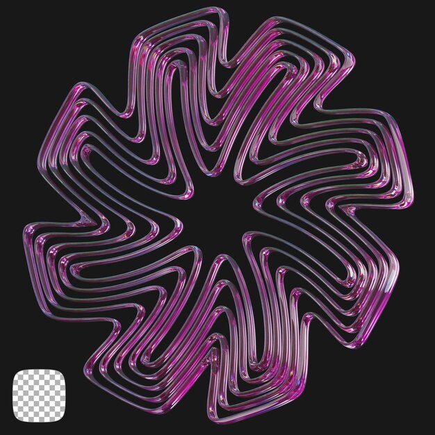 y2k abstract glass shape 3d rendering on transparent background