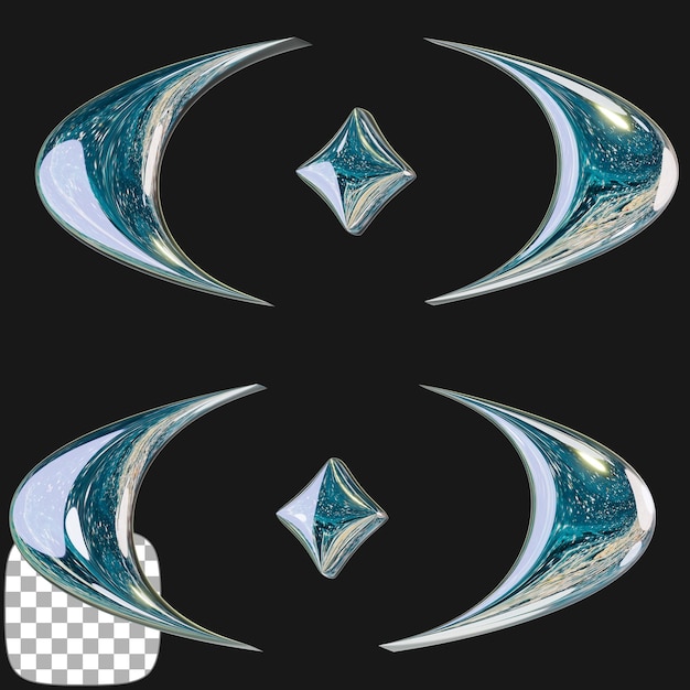 y2k abstract shape 3d render on transparent background