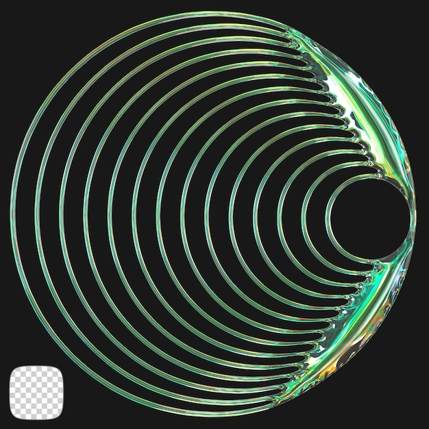 Y2K Abstrait verre de dispersion rendu 3D de la forme sur fond transparent
