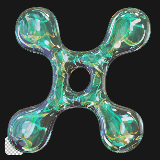 Y2K abstrakte Glasform 3D-Rendering auf durchsichtigem Hintergrund