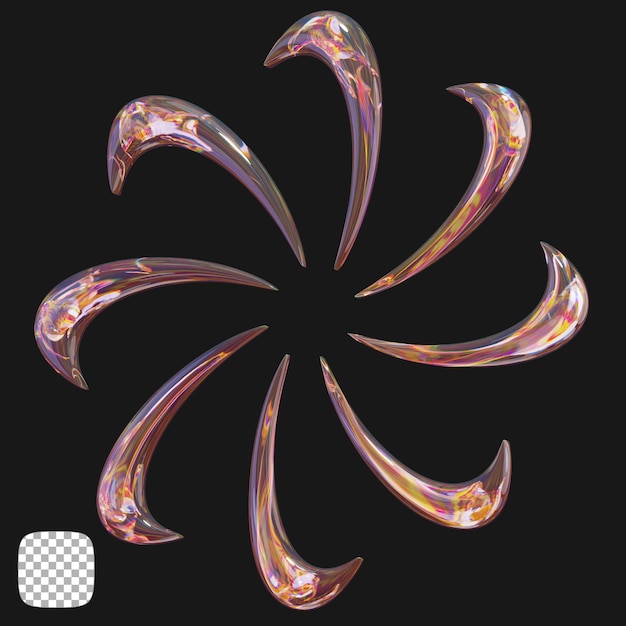 Y2K abstrakte Glasform 3D-Rendering auf durchsichtigem Hintergrund