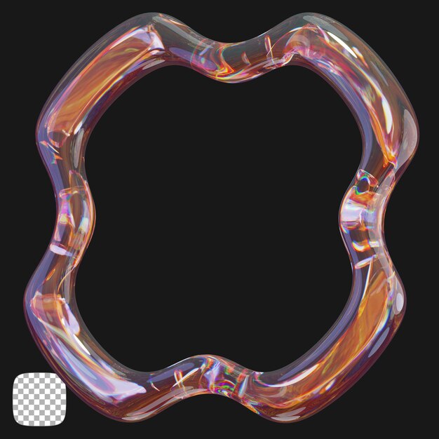 Y2K abstrakte Glasform 3D-Rendering auf durchsichtigem Hintergrund