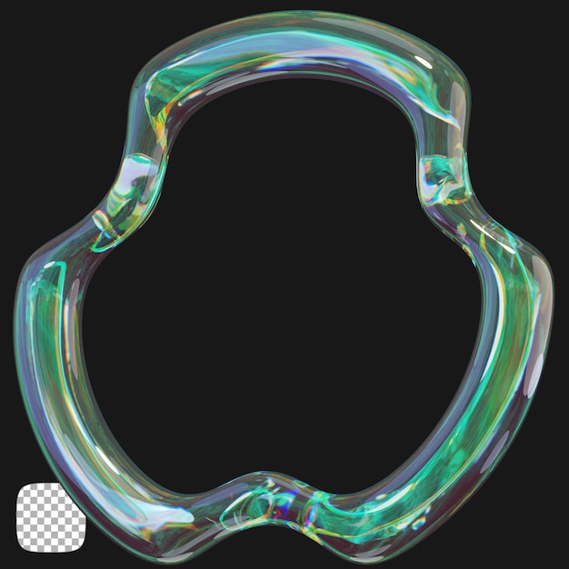 Y2K abstrakte Glasform 3D-Rendering auf durchsichtigem Hintergrund