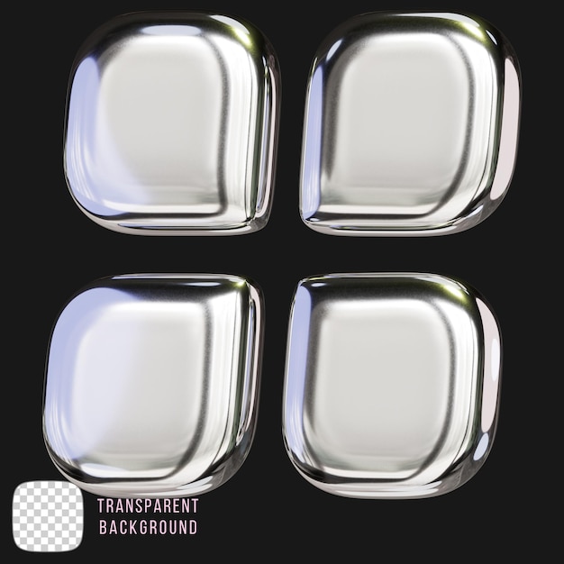 Y2K-Chrome-Symbol 3D-Rendering auf durchsichtigem Hintergrund