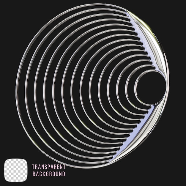 Y2K-Chrome-Symbol 3D-Rendering auf durchsichtigem Hintergrund