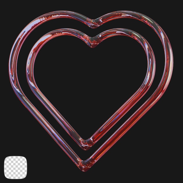 Y2K Heart Dispersion Glas Form 3D-Rendering auf durchsichtigem Hintergrund