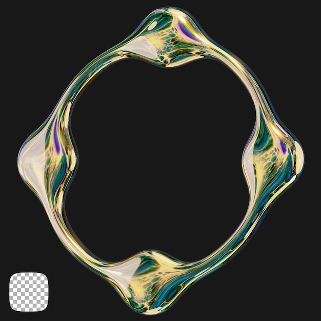 Y2K Metallic Object 3D Rendering on Transparent Background