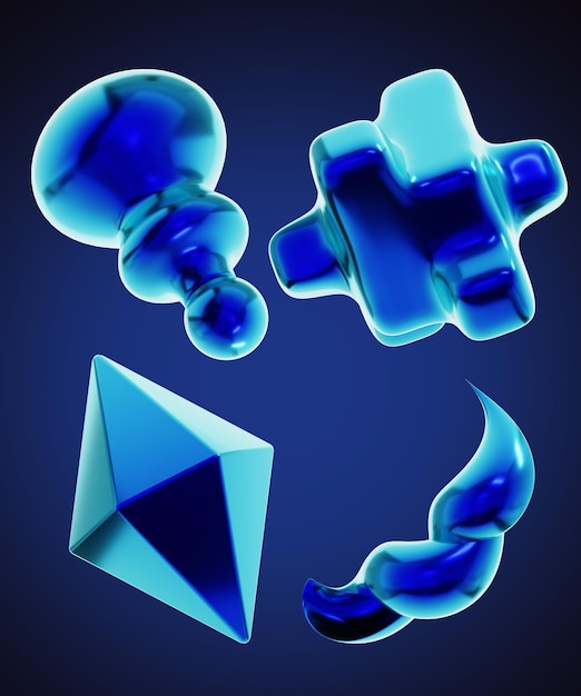 Y2K Realistic 3D Chromed Shape render