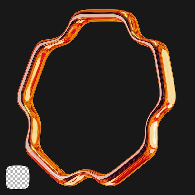 Y2K Rendering 3D di forme metalliche su sfondo trasparente