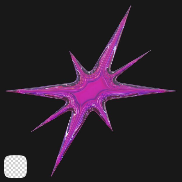 Y2K Star Dispersion verre rendu 3D de la forme sur un fond transparent