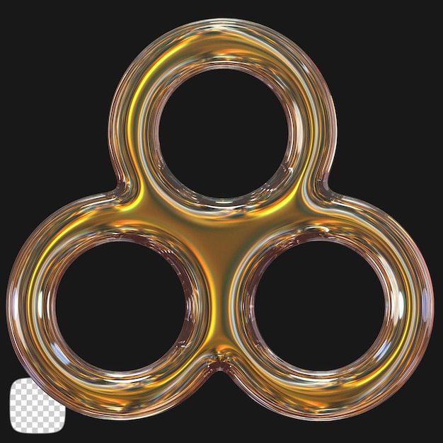 Y2K Vidrio de dispersión Renderización 3D de la forma en un fondo transparente