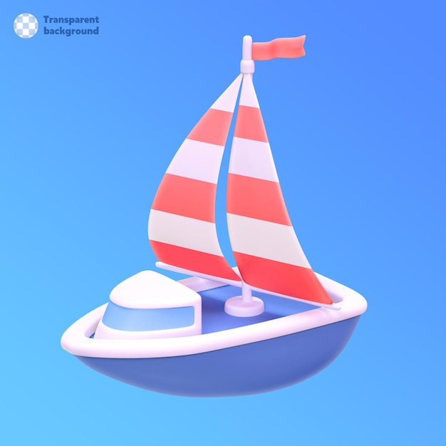 Yacht auf transparentem Hintergrund 3D-Darstellung