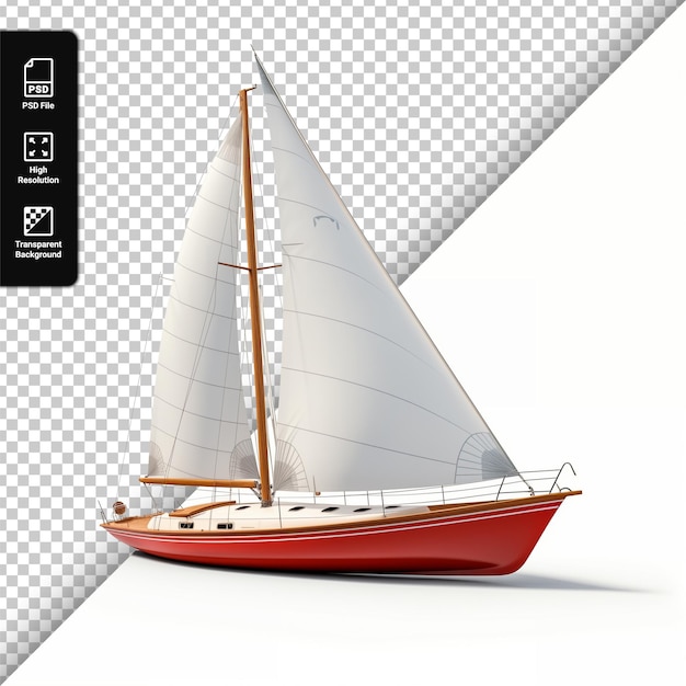 PSD yacht psd avec voile isolée sur fond transparent