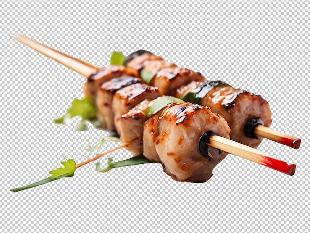 Yakitori en un fondo transparente