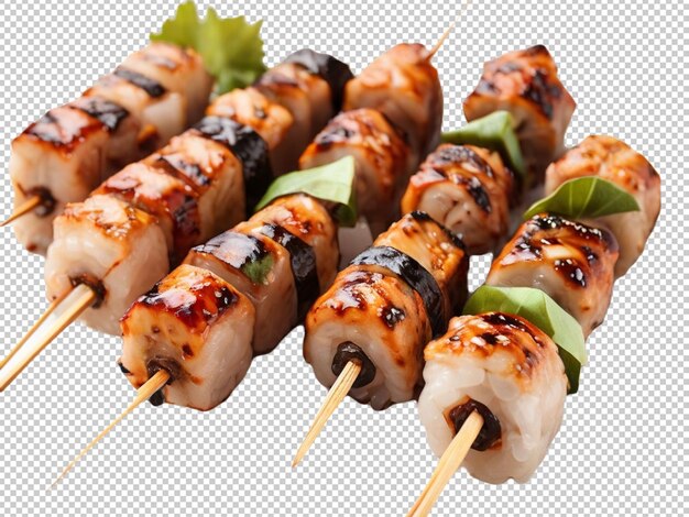 Yakitori en un fondo transparente