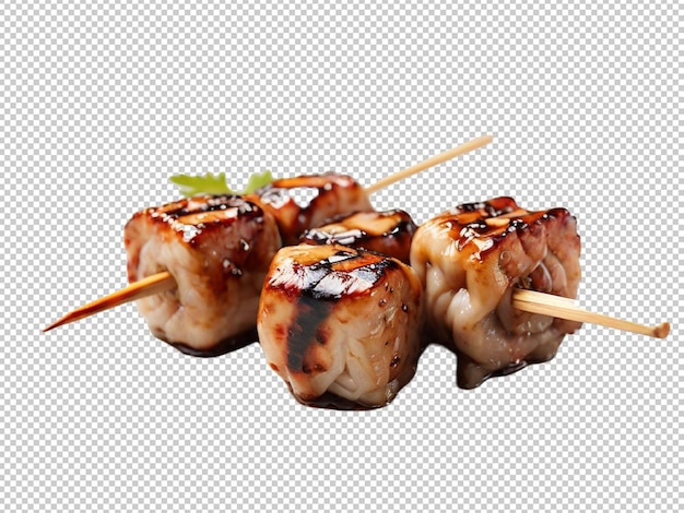 Yakitori en un fondo transparente