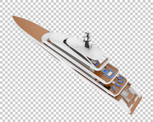 Yate de lujo en la ilustración de renderizado 3d de fondo transparente