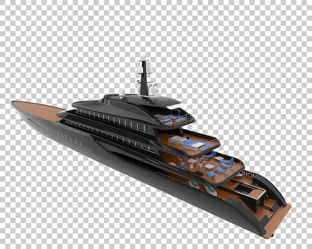 Yate de lujo en la ilustración de renderizado 3d de fondo transparente