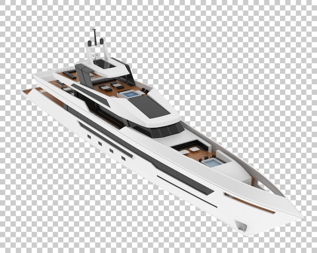 Yate de lujo en la ilustración de renderizado 3d de fondo transparente