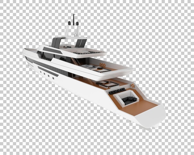 Yate de lujo en la ilustración de renderizado 3d de fondo transparente