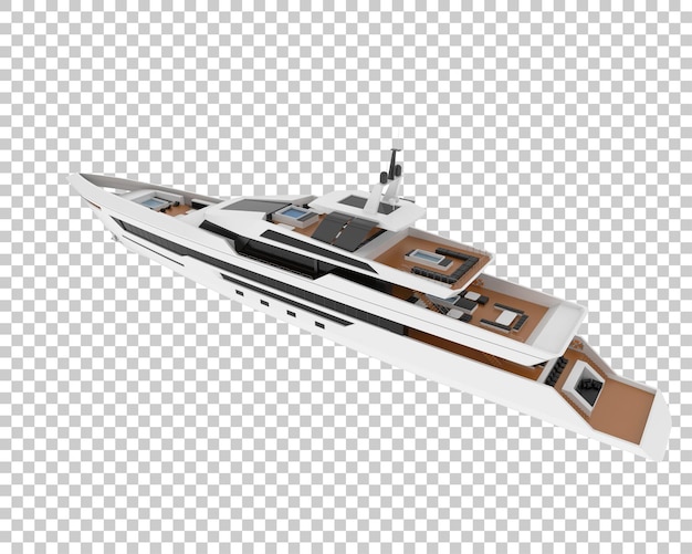 Yate de lujo en la ilustración de renderizado 3d de fondo transparente