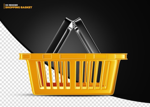 Yello Supermarkt-Einkaufskorb isoliert für Komposition