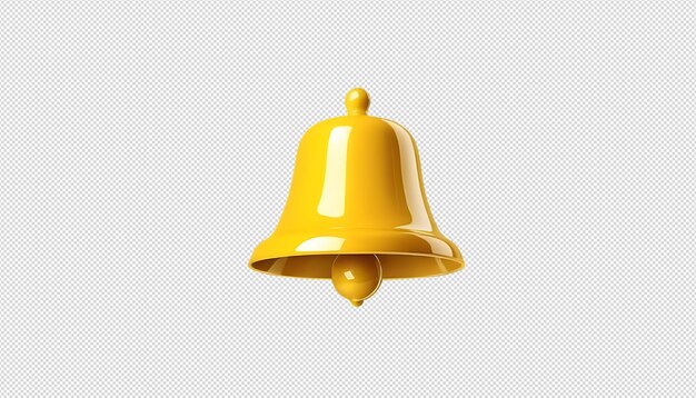 Yellow 3D Rendered Bell Icon for Notifications and Alerts