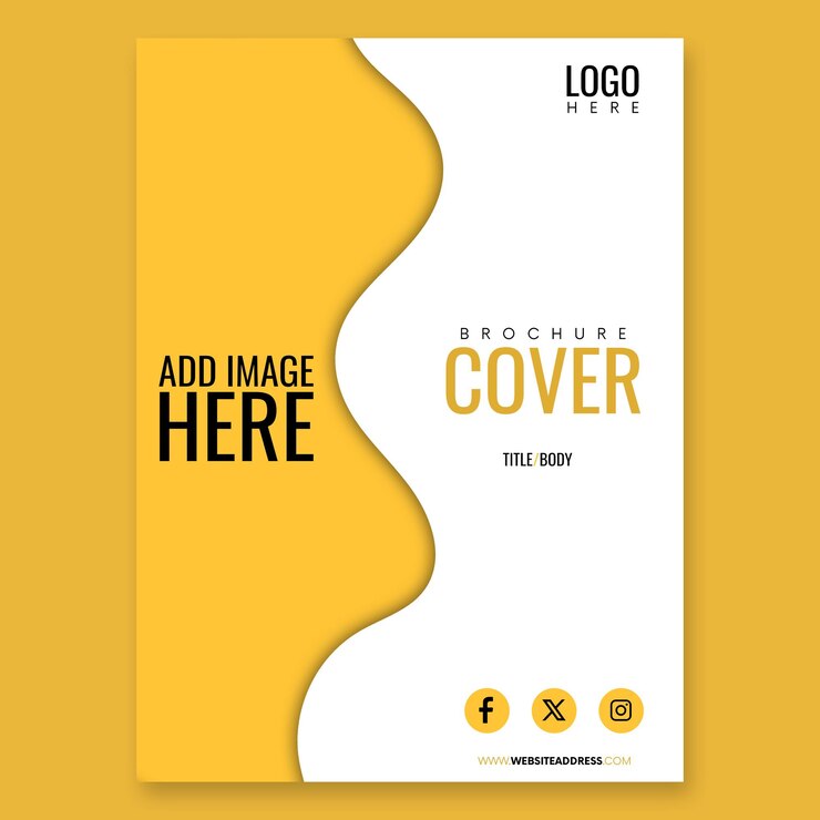 PSD yellow brochure cover with minimal design elements