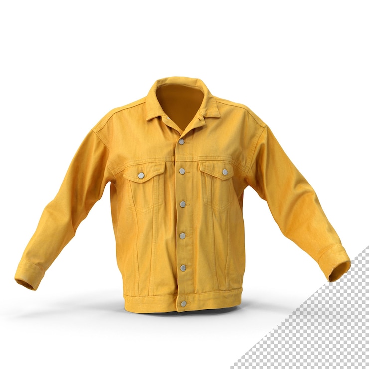 PSD yellow female denim jacket png