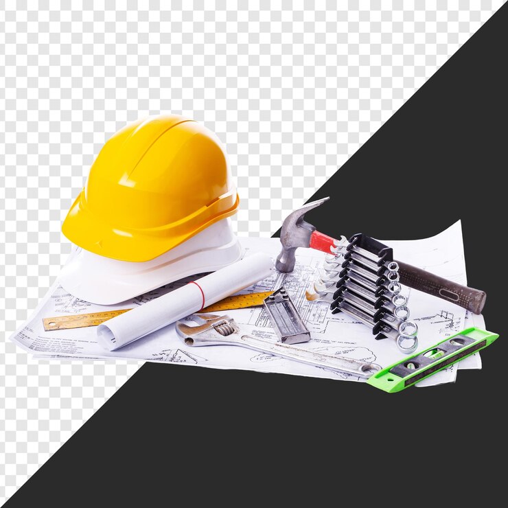 PSD yellow hard hat isolated on transparent background