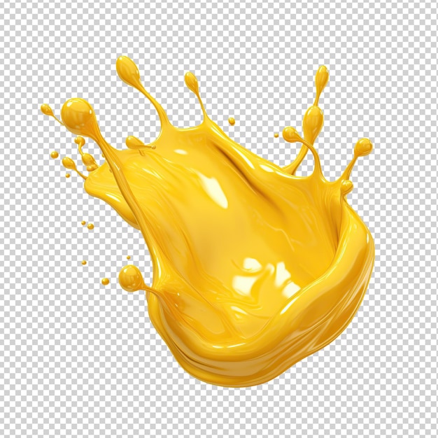 Yellow liquid paint splash Hand cut on transparent