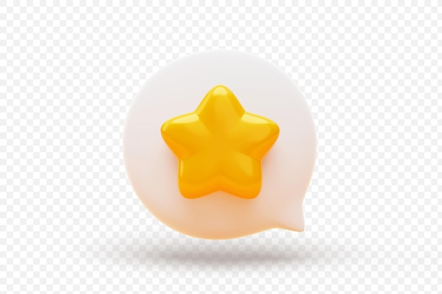 Yellow stars on speech bubble customer rating feedback best service review winner element icon sign cartoon style 3D illustration