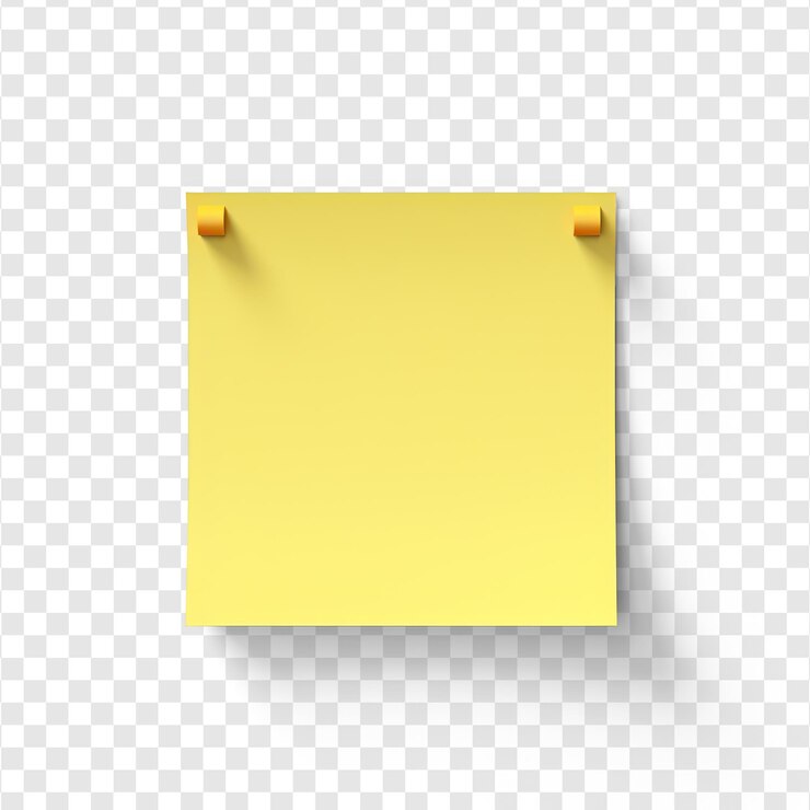 Yellow sticky note on transparency background PSD