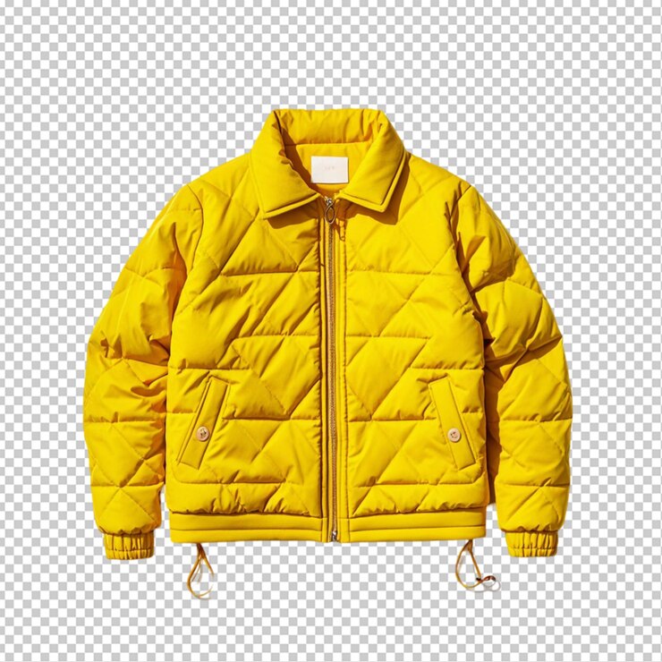 PSD yellow warm women39s jacket on transparent background
