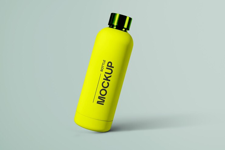 Yellow Water Bottle Mockup