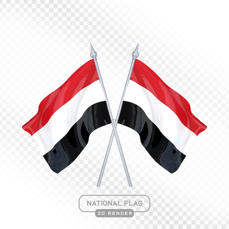 PSD yemen national flag 3d render