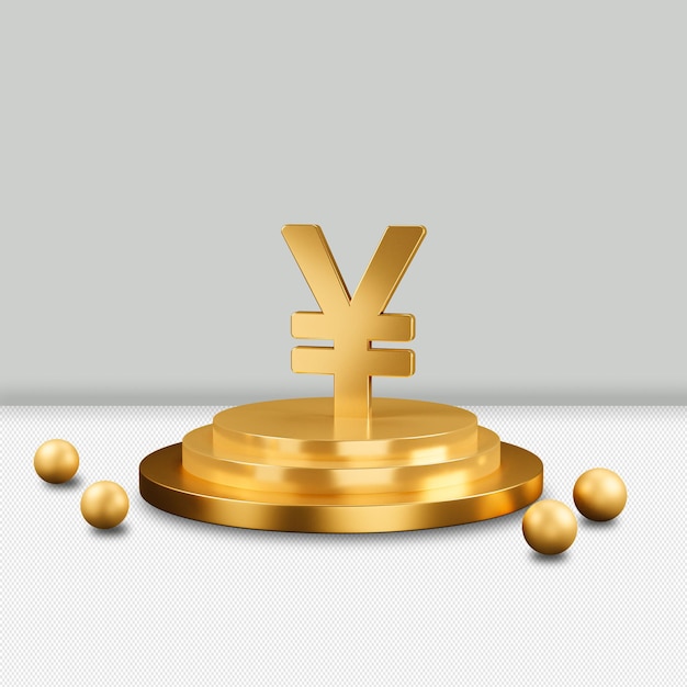 Yen icon golden 3d rendern