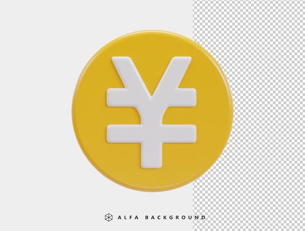 yen, icono, 3d, interpretación, vector, ilustración