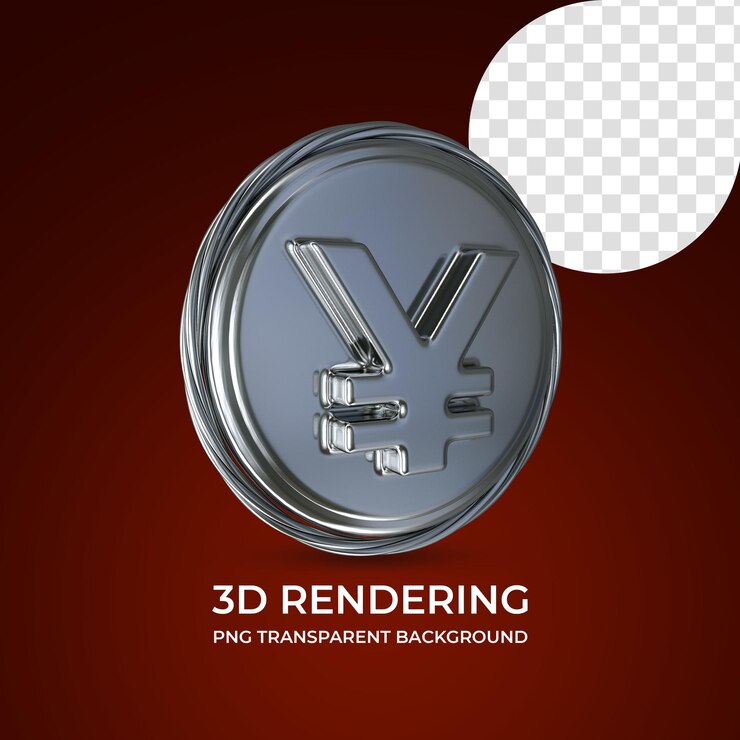 PSD yen moneda símbolo 3d renderizado aislado fondo transparente