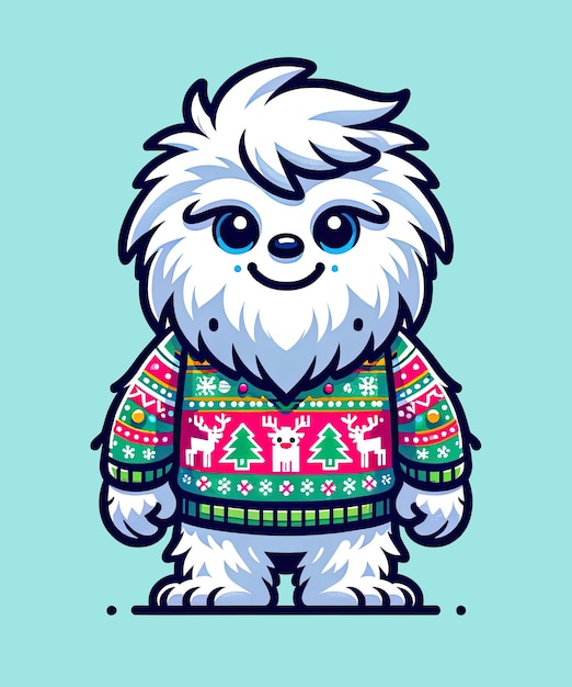 Yeti Festif Dans Un Joli Pull De Noël