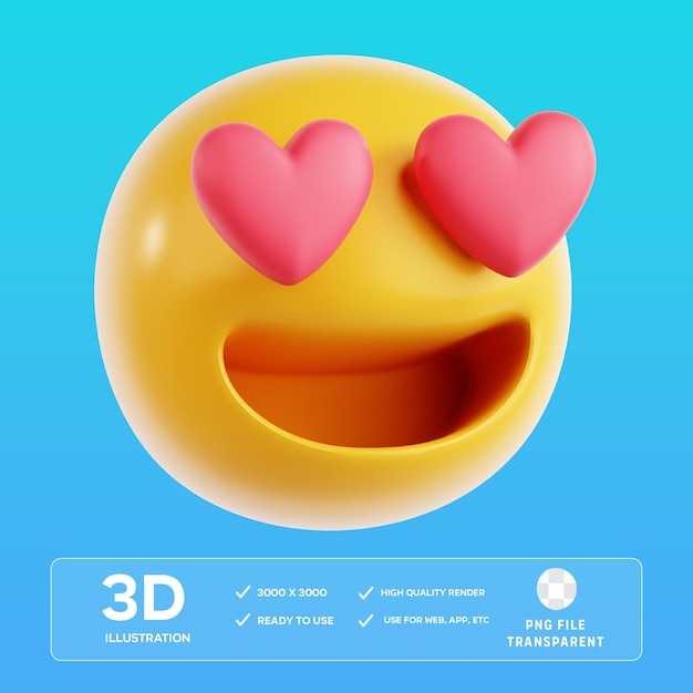les yeux aiment l'emoji 3D l'icône de l'illustration
