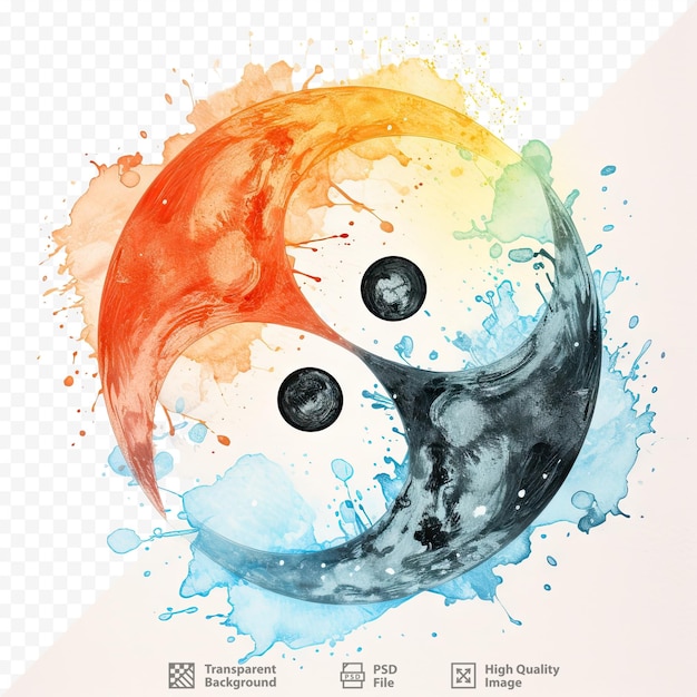 PSD yin und yang rufen einen aquarell-seufzer hervor