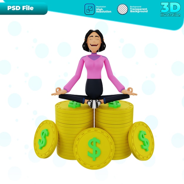 PSD yoga 3d en monedas