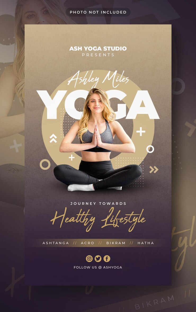 PSD yoga fitness instagram et facebook story médias sociaux bannière web