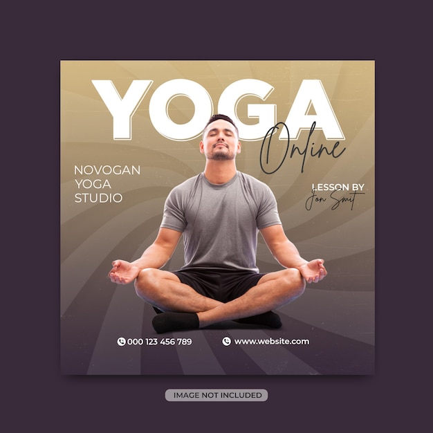 Yoga-fitnesstraining social-media-beitrag oder quadratische banner-vorlage für instagram