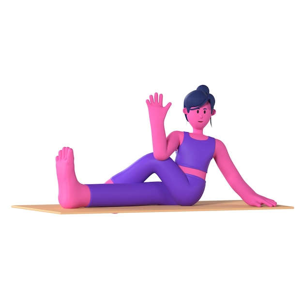 PSD yoga girl seated spinal twist pose bem-estar