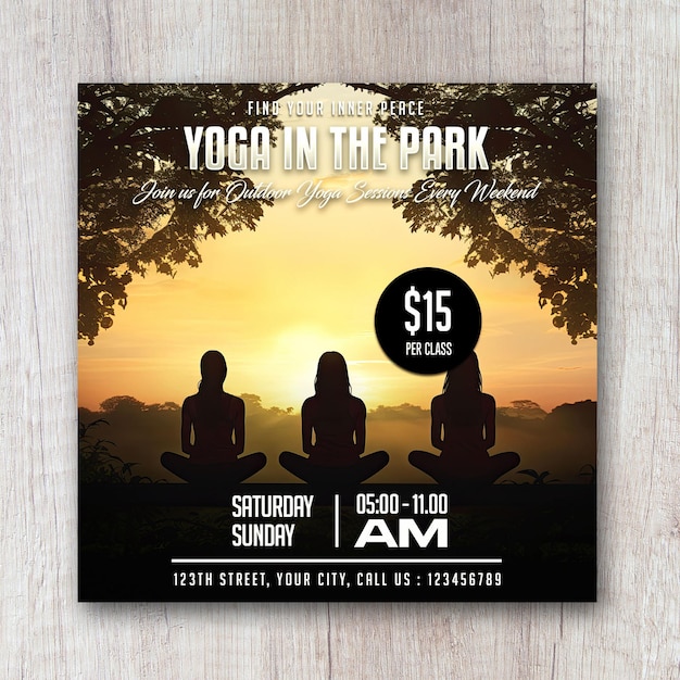 PSD yoga im parkplatz flyer social media design banner post