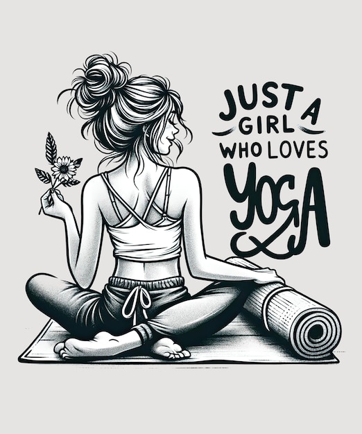 Yoga lover girl con mat y messy bun sólo una chica que ama el yoga